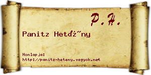 Panitz Hetény névjegykártya